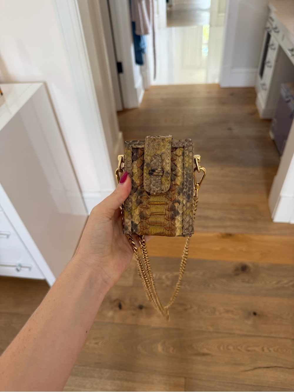 Ximena Kavalekas Mini Python-Texture Crossbody Phone Bag in Yellow